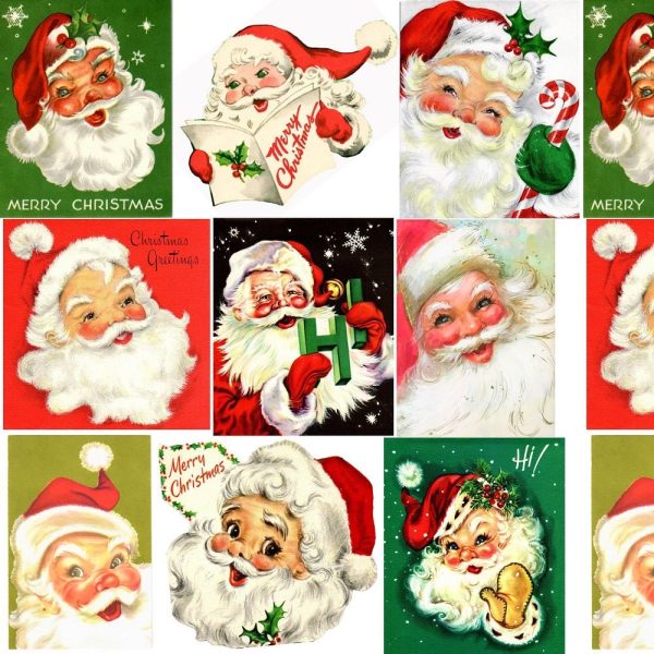 Vintage Santa Claus Collage #4 Fabric Sale