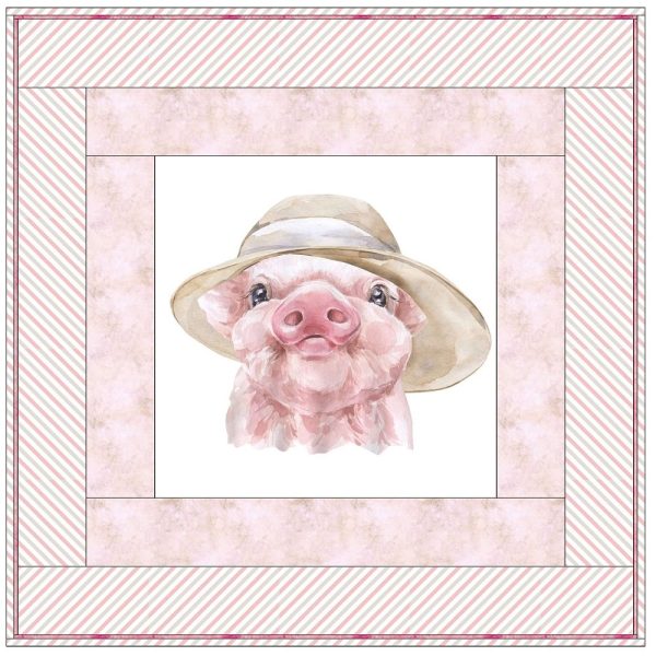 Watercolor Piglet in Hat Wall Hanging 42  x 42  Fashion - Image 2
