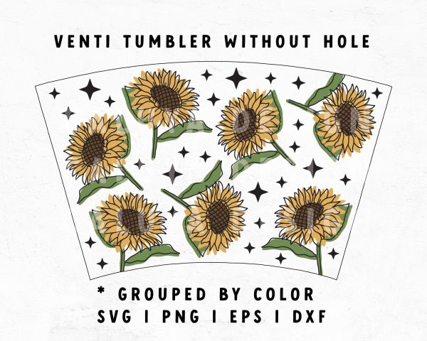 No Logo Venti Cup Wrap SVG | Retro Sunflower SVG Fashion - Image 2