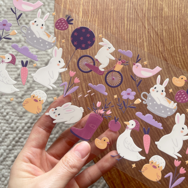 [ Double Sided ] 16oz Cup UV DTF Decal | Cottage Core Bunny Cheap - Image 2