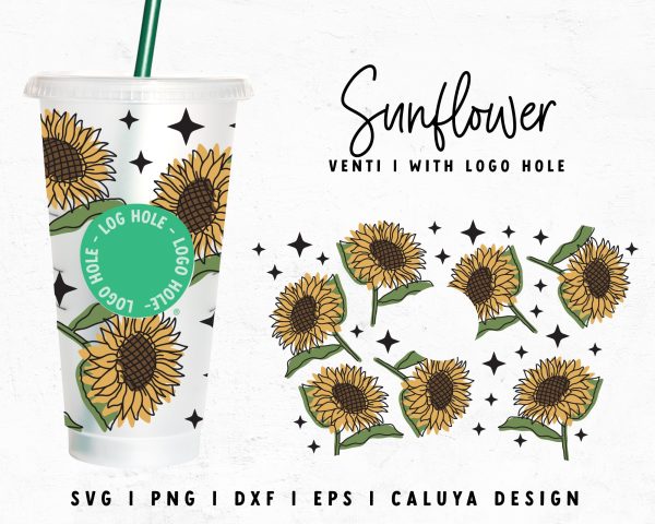 With Logo Venti Cup Wrap SVG | Retro Sunflower SVG Online Hot Sale