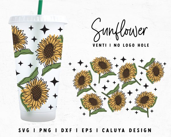 No Logo Venti Cup Wrap SVG | Retro Sunflower SVG Fashion