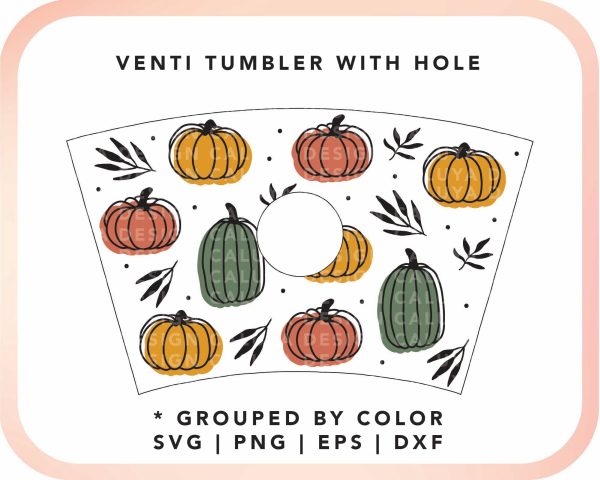 With Logo Venti Cup Wrap SVG | Boho Pumpkin Cup Wrap Cheap - Image 2