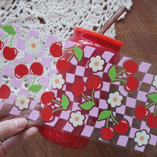 16oz Glass Can with Plastic Lid and Glass Straw | Solid Candy Apple Fashion - Image 2