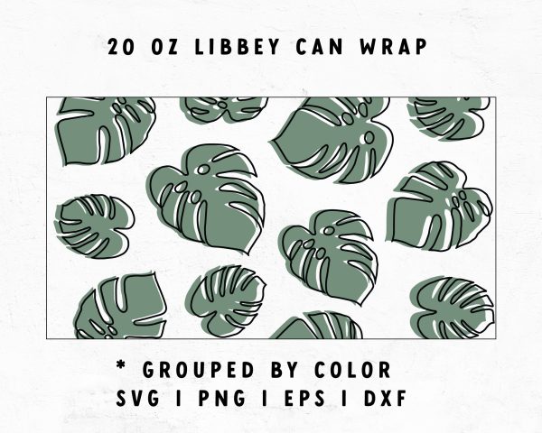 20oz Libbey Can Monstera Leaf Cup Wrap Fashion - Image 2