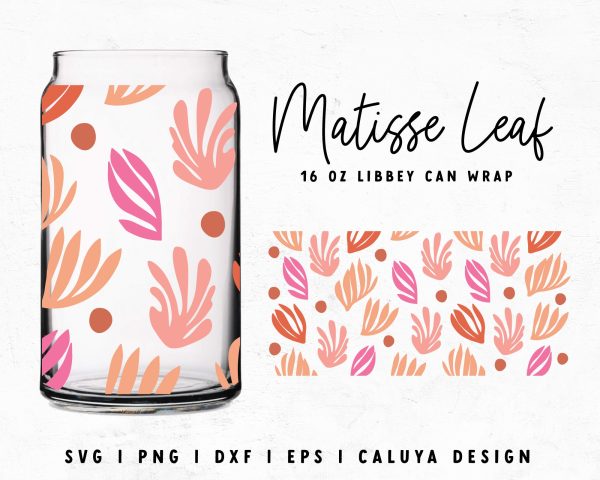 [ SVG Digital File] 16oz Libbey Can Matisse Leaf Cup Wrap Online now