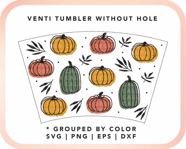 No Logo Venti Cup Wrap SVG | Boho Pumpkin Cup Wrap Online Sale - Image 2