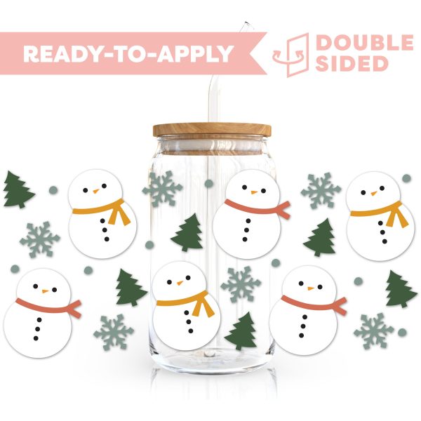 [ Double Sided ] 16oz Christmas Cup Decal  | Cute Snowman Online