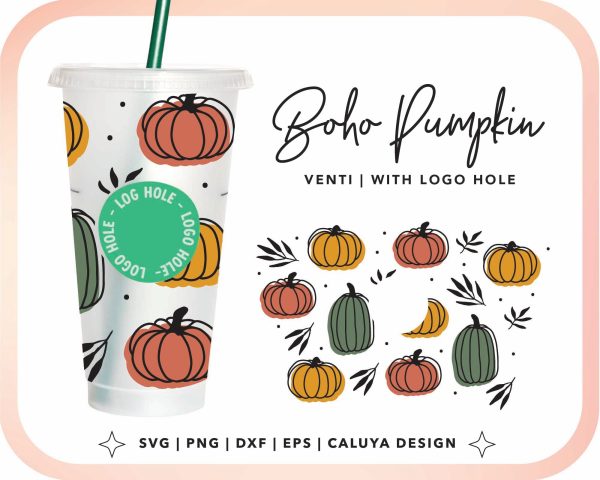 With Logo Venti Cup Wrap SVG | Boho Pumpkin Cup Wrap Cheap