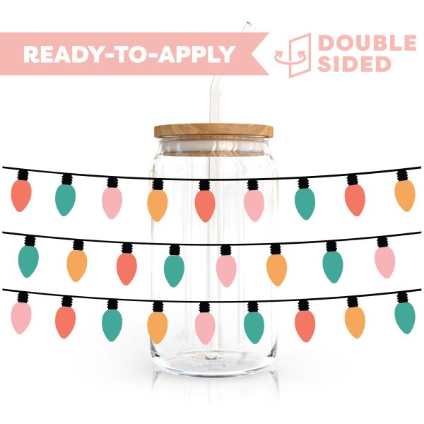[ Double Sided ] 16oz Christmas Cup Decal  | Christmas Lights Fashion