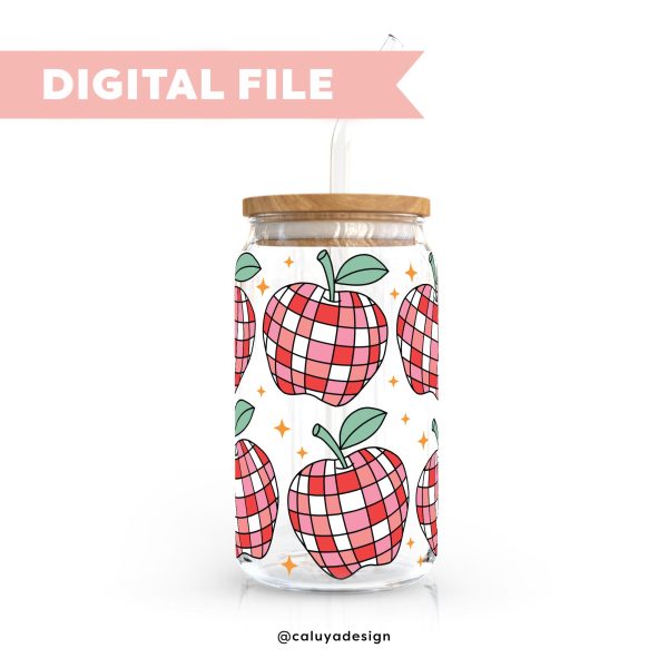 [ Digital File ] 16oz Libbey Can Wrap SVG | Disco Apple SVG Hot on Sale - Image 2