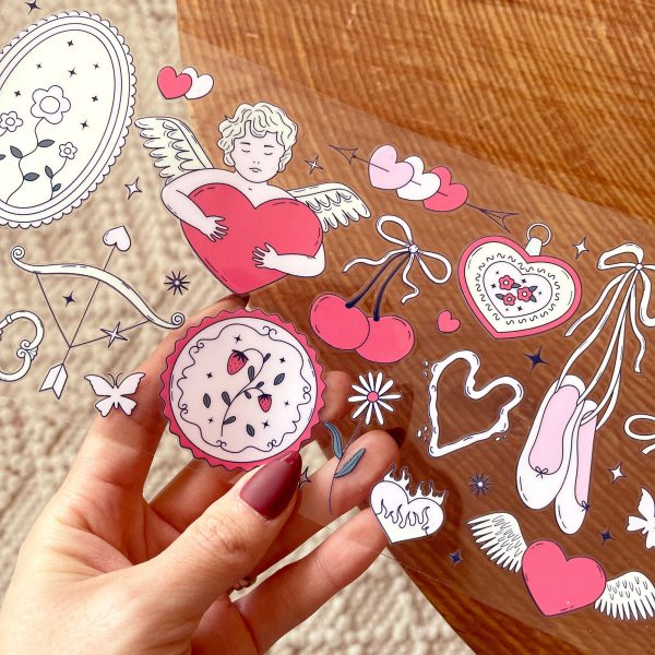 [ Double Sided ] 16oz Cup UV DTF Decal | Angels And Hearts Cheap - Image 2